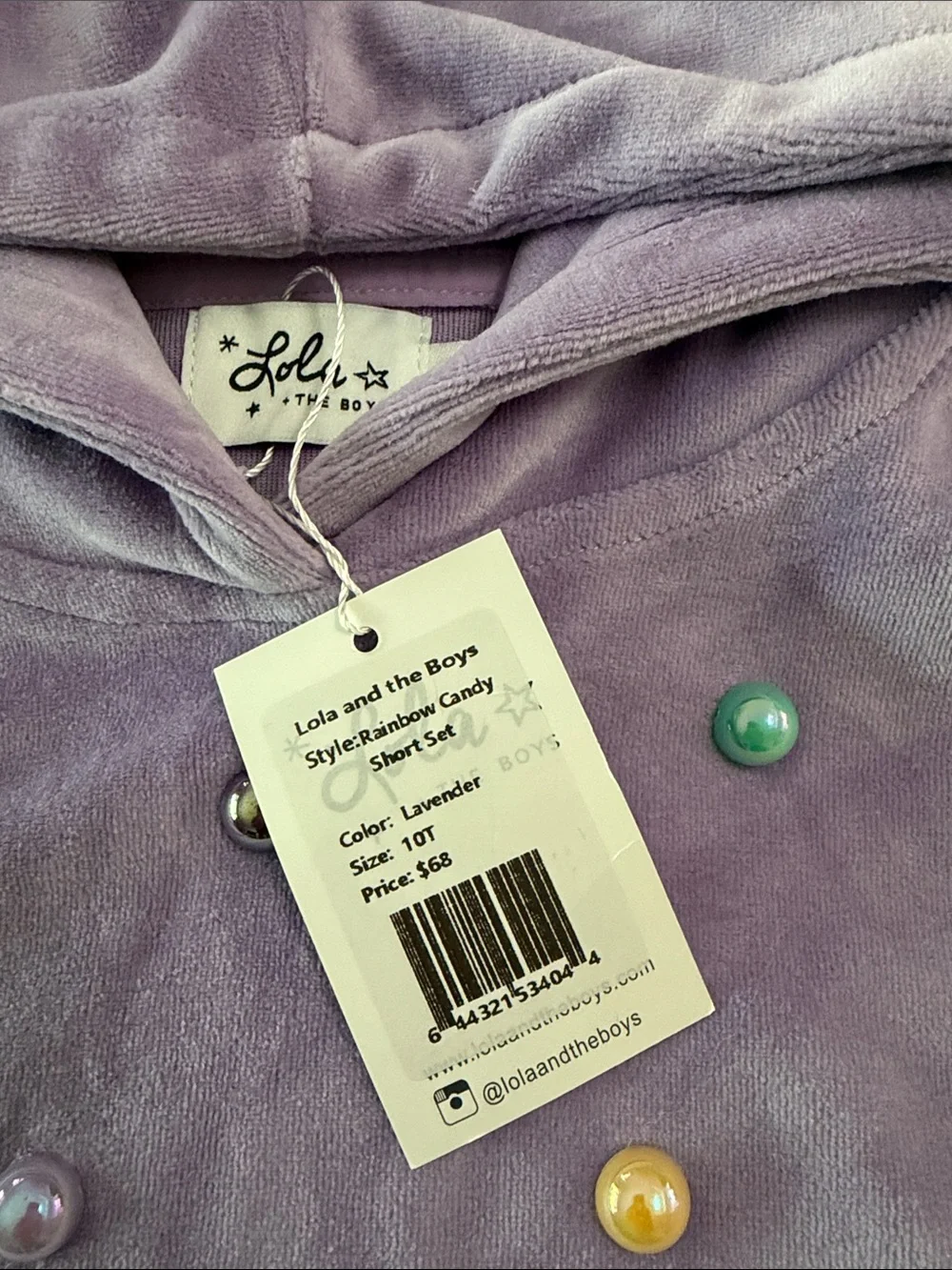 Lola + The Boys Lavender Hooded Velvet Poncho with Multicolor Beads